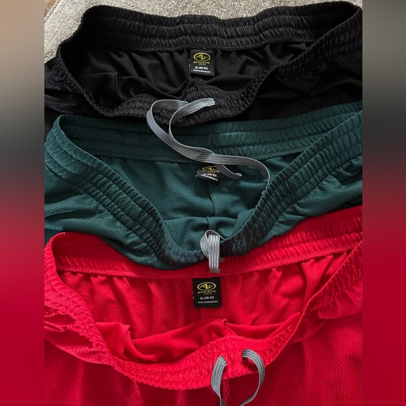 Set of Three Athletic Shorts - Red, Green, Black - Picture 3 of 5